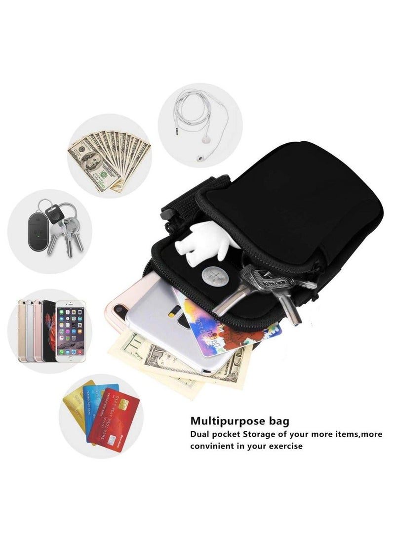 Arm Bag Universal Waterproof Multifunctional Double Pouch Sports Armband with Earphone Hole fit All Below 6 Inch Cellphone for Running, Gym, Outdoor, Workout - Image 3