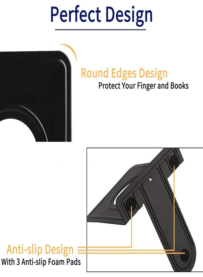 Jekkis 20pcs Metal Bookends for Shelves, 6.6"x 5.7"x 5" Black Heavy Duty Book Ends for Nonskid Bookend Supports Plain Large Bookends, Library Office Home, 10 Pair - Image 4