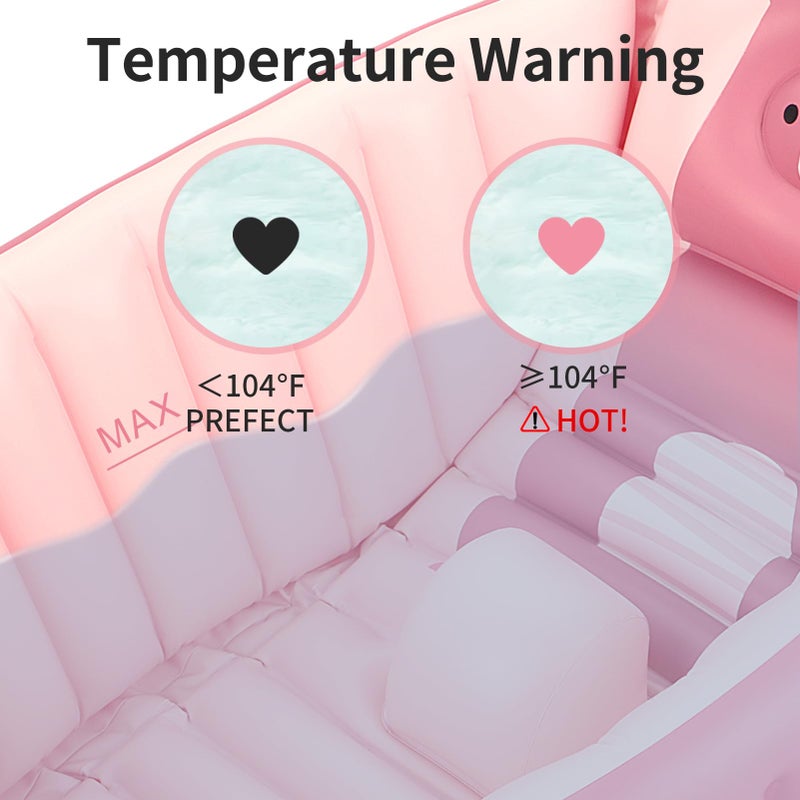 Swimbobo Inflatable Baby Bath Tub Portable Foldable Travel Mini Swimming Pool Helps Infants to Toddler Tub (Pink) - Image 5