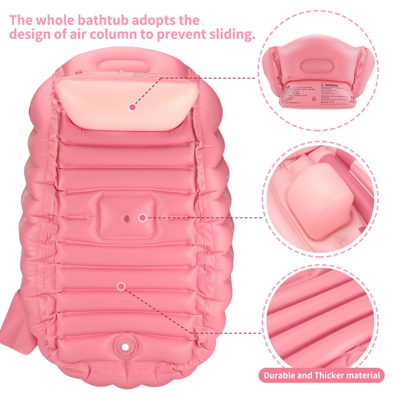 Swimbobo Inflatable Baby Bath Tub Portable Foldable Travel Mini Swimming Pool Helps Infants to Toddler Tub (Pink) - Image 4