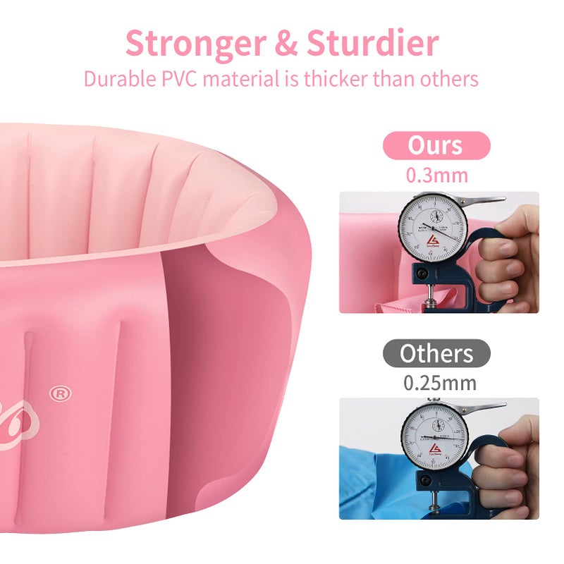 Swimbobo Inflatable Baby Bath Tub Portable Foldable Travel Mini Swimming Pool Helps Infants to Toddler Tub (Pink) - Image 3