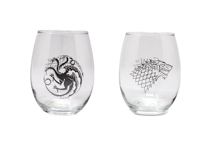 COLLECTIBLE WINE GLASS SET HOUSE STARK HOUSE TARGARYEN