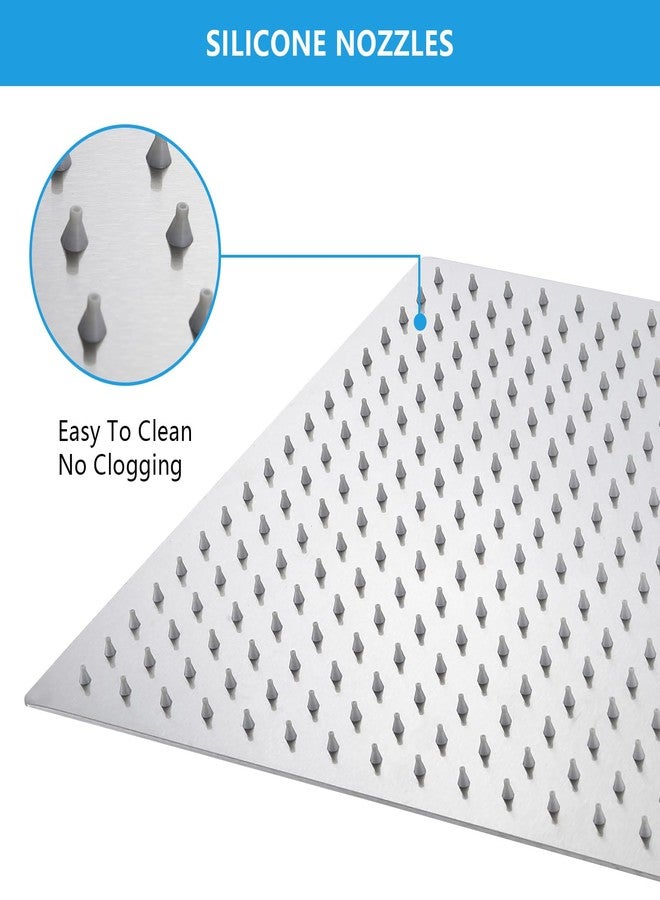 Lordear Rain Shower Head 12 Inch Solid Ultra Thin 304 Stainless Steel Adjustable Square Rainfall Shower Head Full Body Coverage with Silicone Nozzle 12” Waterfall Showerhead,Brushed Nickel - Image 5