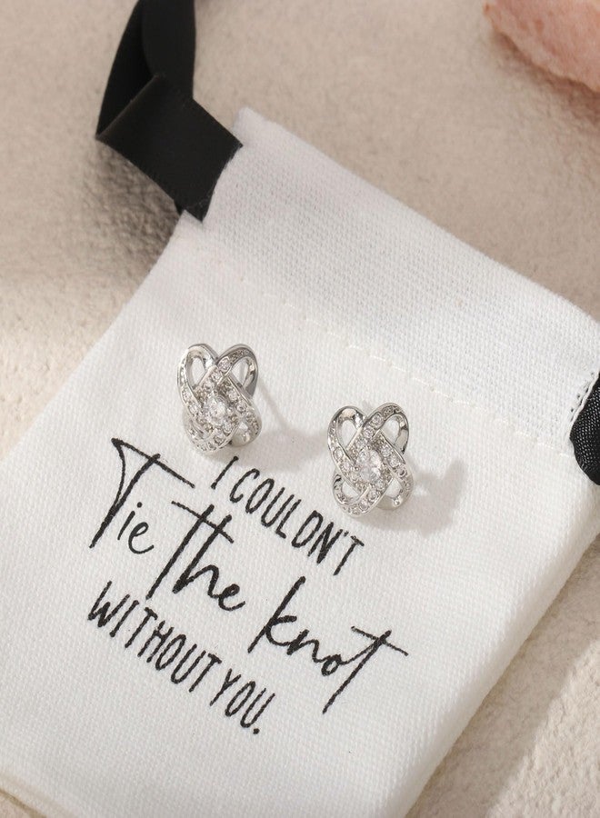 ENASAL Bridesmaid Earrings Proposal Gifts,Maid of Honor Proposal Gifts,Will You Be My Bridesmaid on Our Wedding Day,Tie The Knot Love Knot Stud Earrings for Women -11 - Image 4