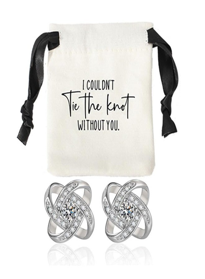 ENASAL Bridesmaid Earrings Proposal Gifts,Maid of Honor Proposal Gifts,Will You Be My Bridesmaid on Our Wedding Day,Tie The Knot Love Knot Stud Earrings for Women -11 - Image 1