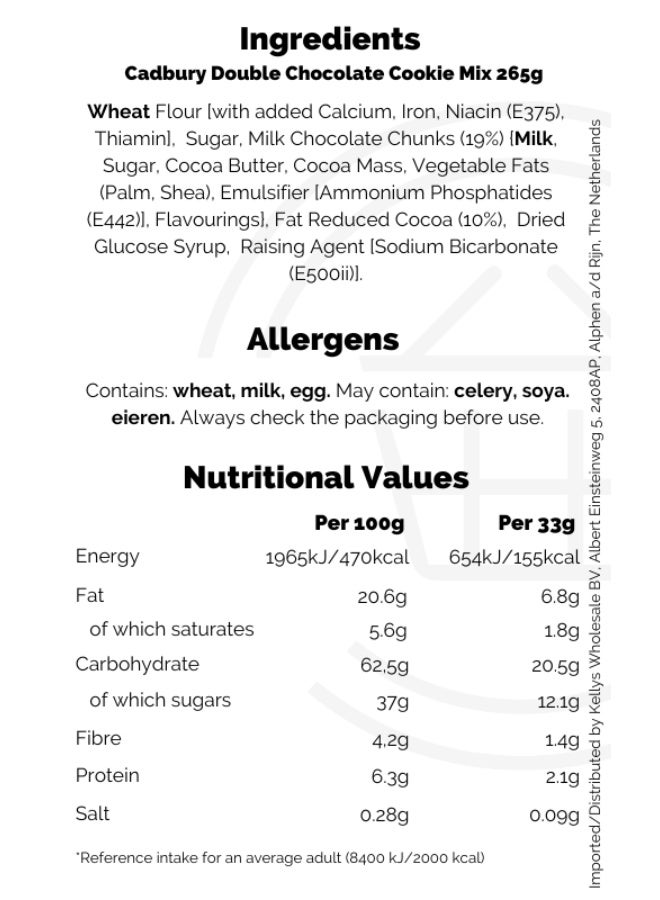 Cadbury Squidgy Chocolate Cookie Mix Just Add Milk & Oil Makes 10 265G - Image 2