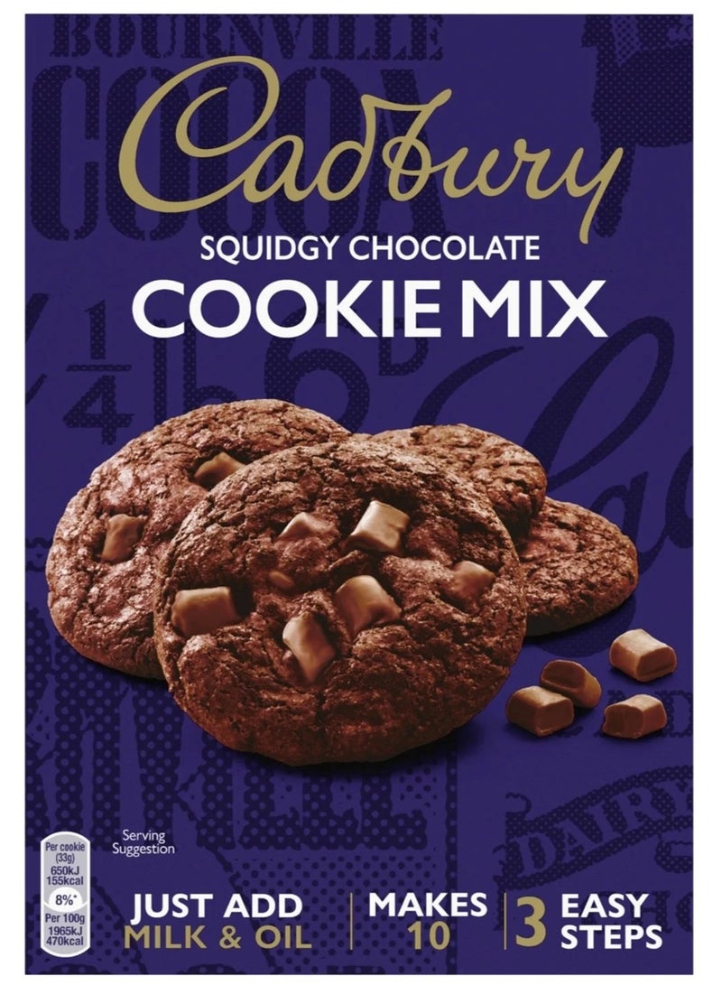 Cadbury Squidgy Chocolate Cookie Mix Just Add Milk & Oil Makes 10 265G - Image 1
