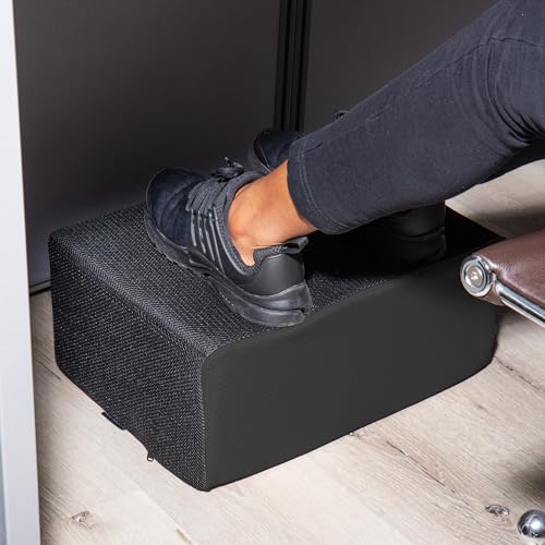 Mind Reader Foot Rest, Under Desk at Work, Ergonomic, Office, Memory Foam, 17" L x 12" W x 7" H, Black - Image 2