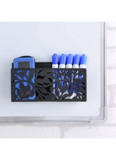 MyGift Black Metal Magnetic Dry Erase Marker Holder For Whiteboard Markers And Accessories Storage Basket Organizer With Floral Cutout Design  - Image 3