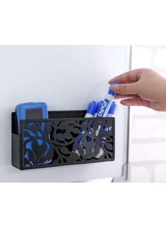 MyGift Black Metal Magnetic Dry Erase Marker Holder For Whiteboard Markers And Accessories Storage Basket Organizer With Floral Cutout Design  - Image 2