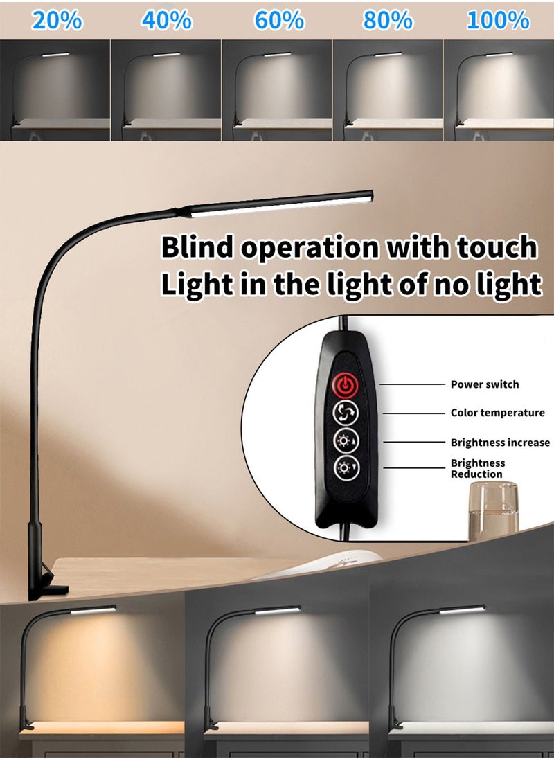 LOOPITYS - Desk Lamp LED USB Power  Swing Arm Lamp Flexible Gooseneck Clamp Dimmable Architect Lamp 3 Color Modes Desk Light Memory Reading Working Study Energy Saving - Image 1