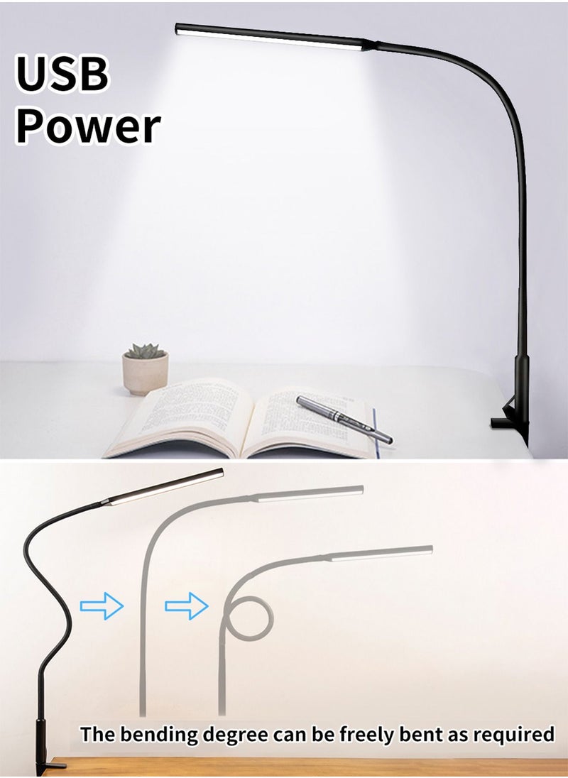 LOOPITYS - Desk Lamp LED USB Power  Swing Arm Lamp Flexible Gooseneck Clamp Dimmable Architect Lamp 3 Color Modes Desk Light Memory Reading Working Study Energy Saving - Image 1