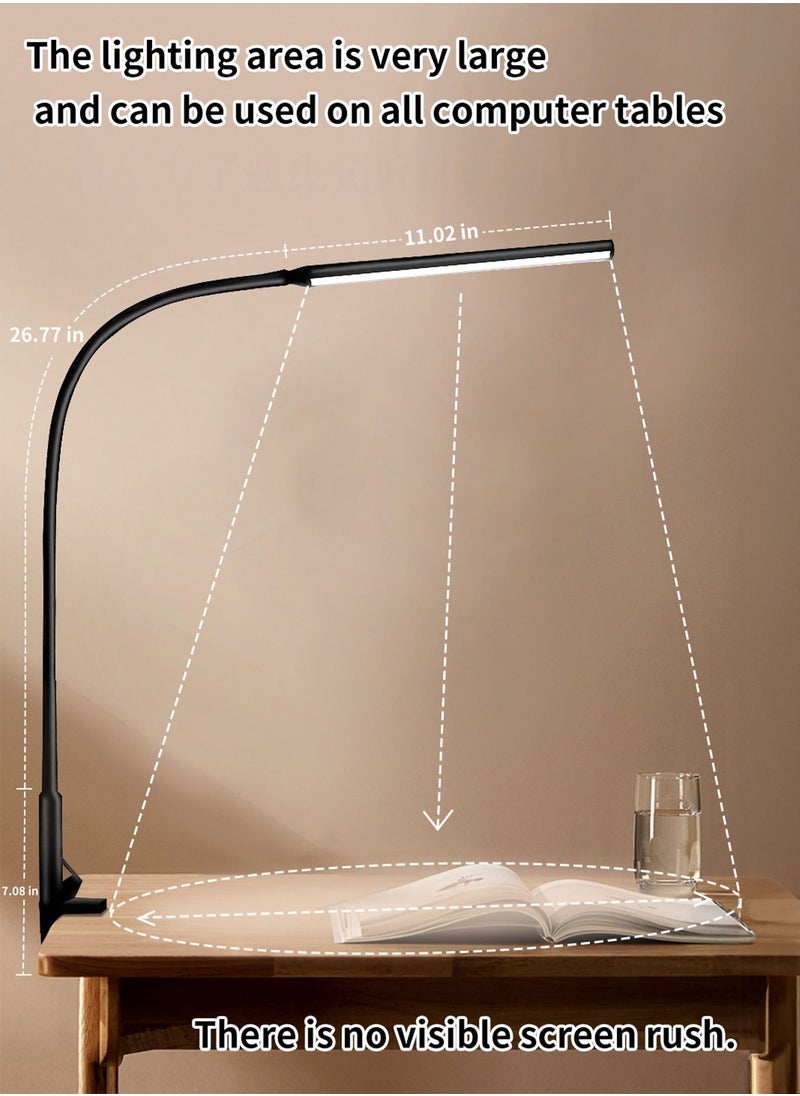 LOOPITYS - Desk Lamp LED USB Power  Swing Arm Lamp Flexible Gooseneck Clamp Dimmable Architect Lamp 3 Color Modes Desk Light Memory Reading Working Study Energy Saving - Image 1