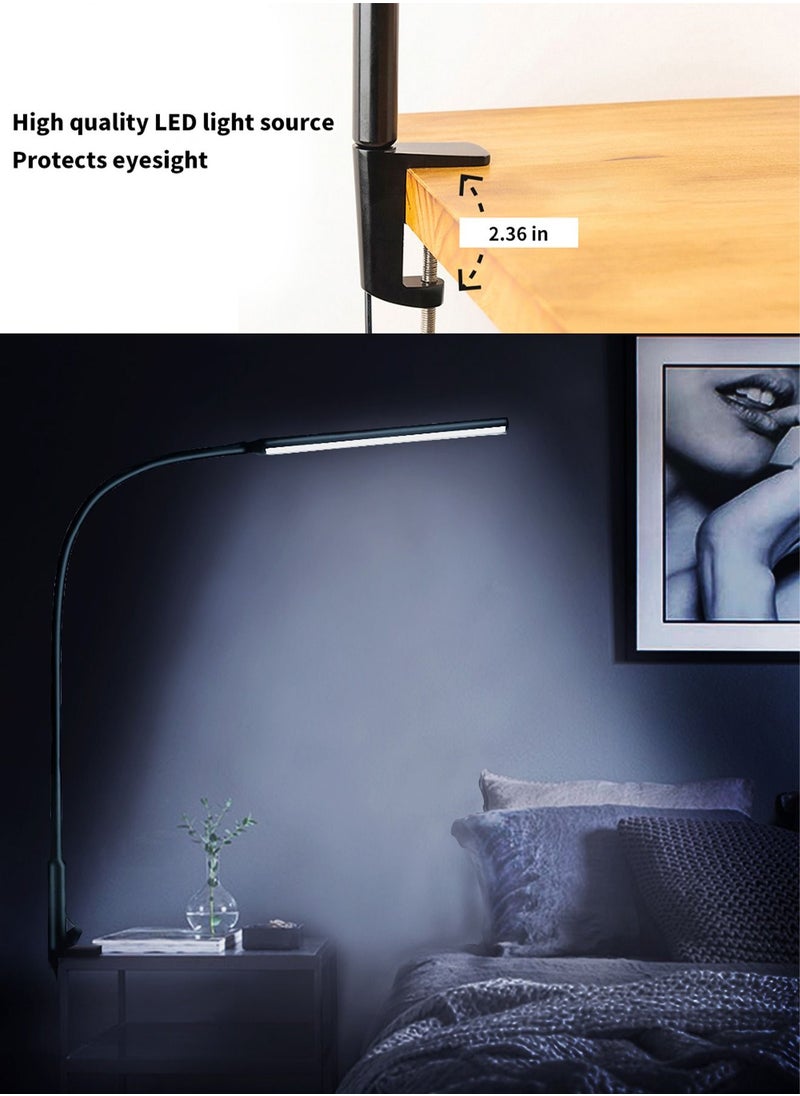 LOOPITYS - Desk Lamp LED USB Power  Swing Arm Lamp Flexible Gooseneck Clamp Dimmable Architect Lamp 3 Color Modes Desk Light Memory Reading Working Study Energy Saving - Image 1