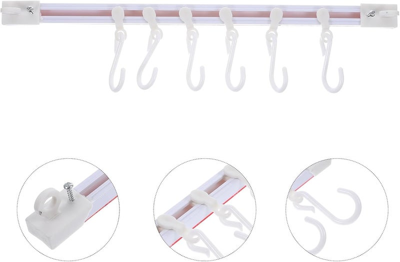 KICHOUSE Kitchen Hanging Rack and Wall Hanging Hooks 30cm Self-Adhesive Sliding Utility Hooks with 20 Practical Multi-Functional Storage Organizer for Kitchen and Bathroom 2pcs Set - Image 5
