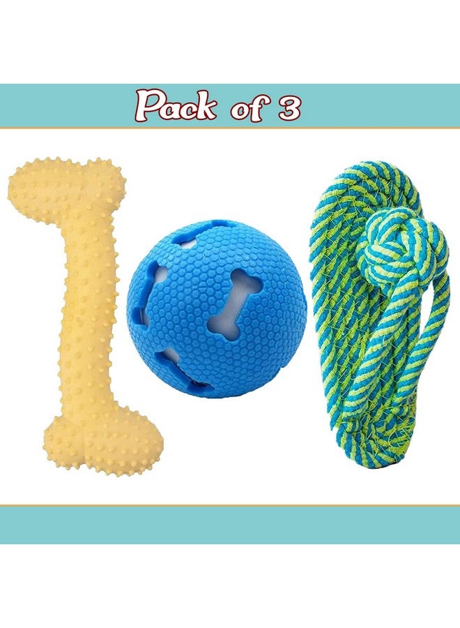 Emily Pets Dog Chew Toys Chew Toys For Dogs Adult Dog Rubber Bone Cat Chew Durable Rope Slipper Toy Led Glowing Balls Teething Toy For Aggressive Chewers For Puppy (Color May Vary) Pack Of3  - Image 3