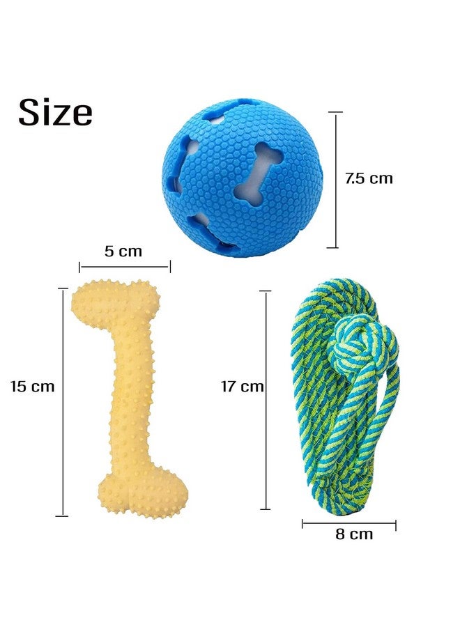 Emily Pets Dog Chew Toys Chew Toys For Dogs Adult Dog Rubber Bone Cat Chew Durable Rope Slipper Toy Led Glowing Balls Teething Toy For Aggressive Chewers For Puppy (Color May Vary) Pack Of3  - Image 2