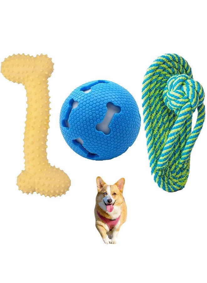 Emily Pets Dog Chew Toys Chew Toys For Dogs Adult Dog Rubber Bone Cat Chew Durable Rope Slipper Toy Led Glowing Balls Teething Toy For Aggressive Chewers For Puppy (Color May Vary) Pack Of3  - Image 1