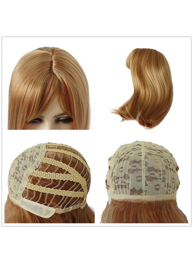 GNIMEGIL Strawberry Blonde Wig Halloween Costume Wig With Bangs Medium Length Mom Bob Wigs For Women Celebrity Natural Straight Hair Daily - Image 5