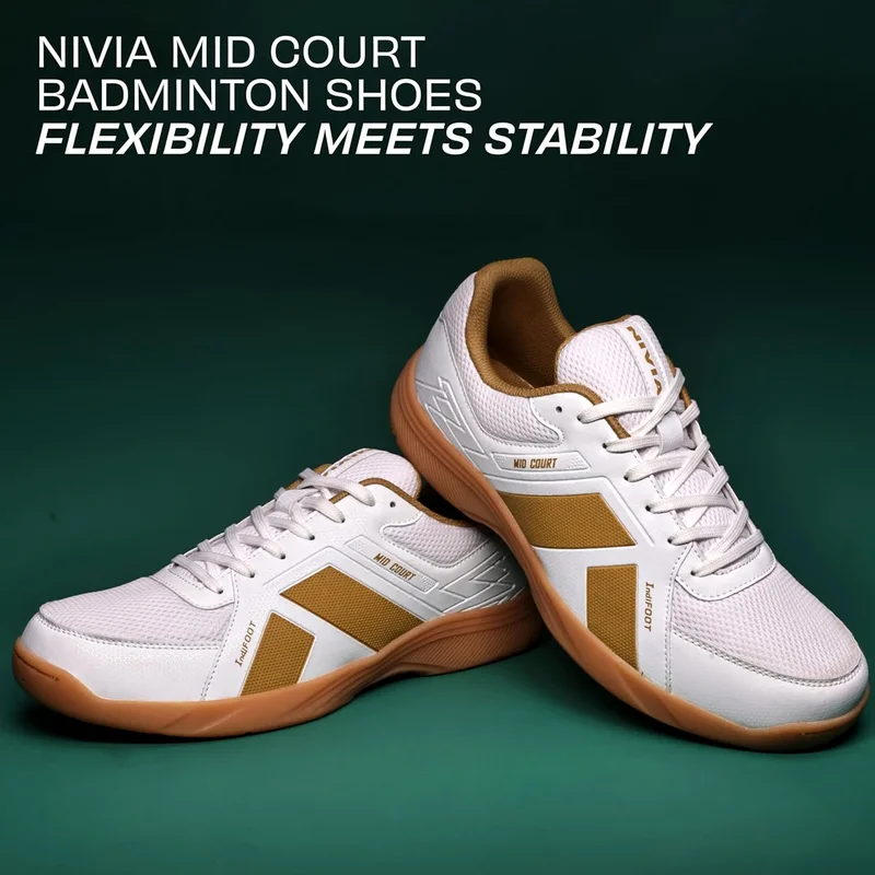 نيفيا Nivia Mid Court Badminton Shoes for Men with Flexipro Sole Technology and Dual-Layer Foam Cushioning