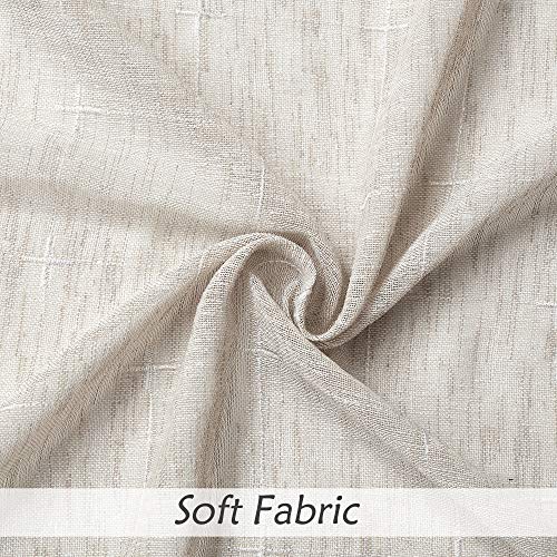 Central Park Linen Waterfall Valance Window Curtain Linen Texture White GEO Embroidery Rod Pocket for Living and Bedroom Semi Sheer Kitchen Curtain, 56"x38", 1 Piece - Image 5