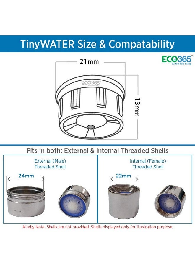 ECO365 Tiny Water Mist Aerator(Pack of 10)| Fits in Both Inner(24mm) & Outer(22mm) Threaded Shell | Easy to Maintain & Saves Upto 98% Water - Image 4