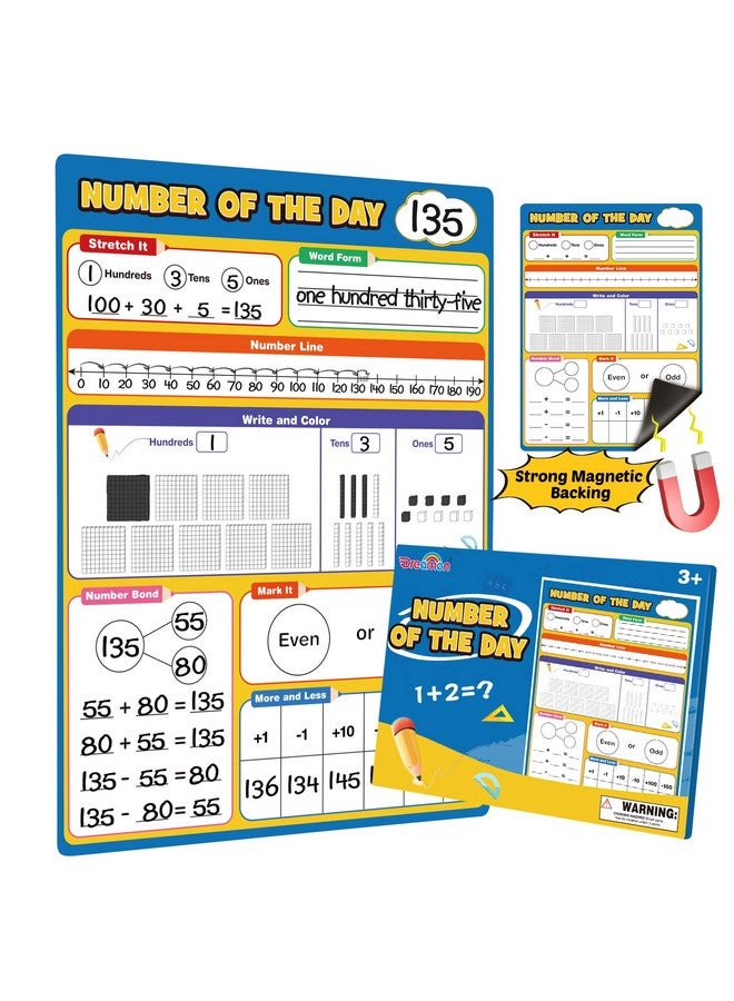 Dreamon Magnetic Number Of The Day Math Manipulatives Chart Paper Dry Erase Place Value Number Line For Classroom Whiteboard Accessories Teacher Supplies Must Haves And Homeschool Essentials - Image 1