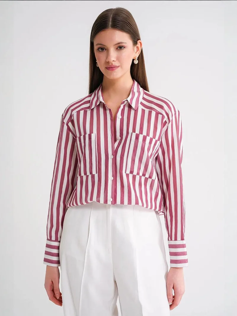 MixRay Mixray Striped Poplin Shirt with Pocket