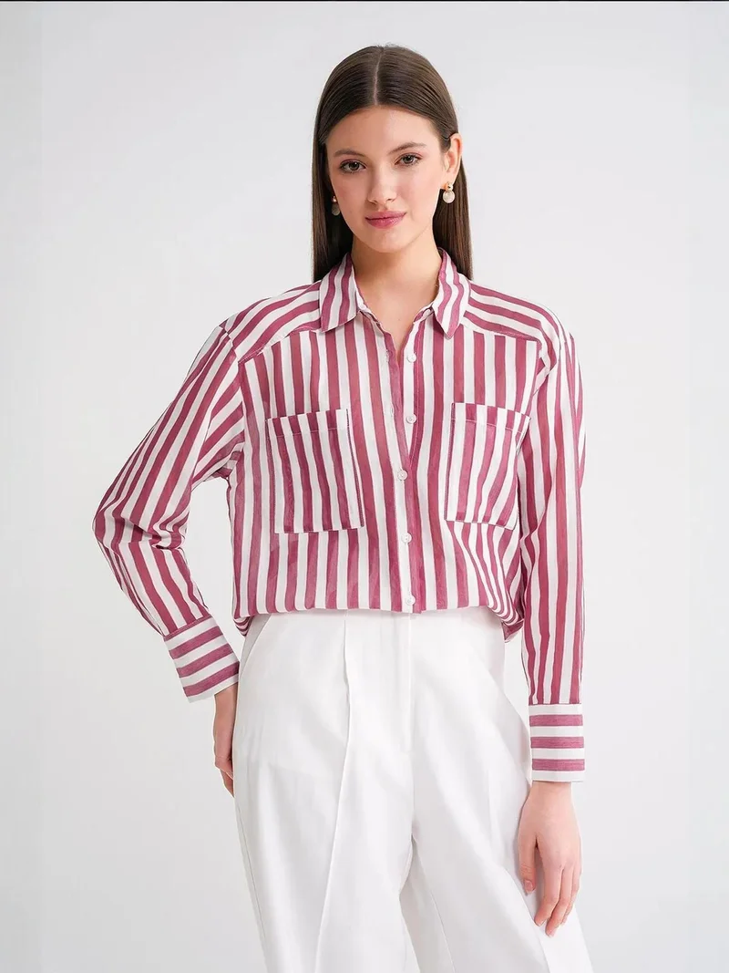 MixRay Mixray Striped Poplin Shirt with Pocket