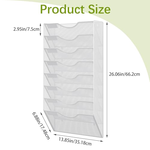 EasyPAG 8 Pocket Mesh Hanging Wall File Organizer, Easily File Managment and Classification, Space Saving Wall Mount Filing Holder for Office Home Classroom, White - Image 4