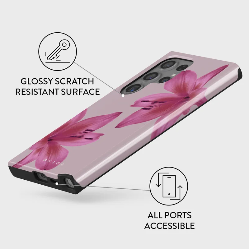 BURGA Phone Case Compatible with Samsung Galaxy S24 Ultra Mobile Phone Case Hybrid 2 Layer Hard Shell Silicone Protective Case,Fragile Beauty Scratch Resistant Shockproof Cover