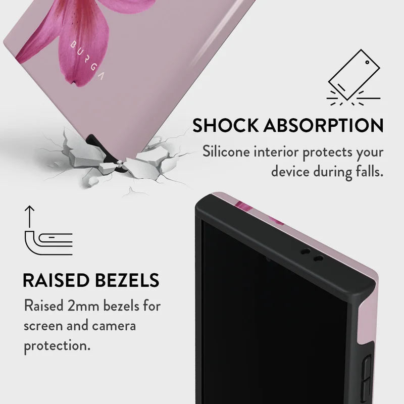 BURGA Phone Case Compatible with Samsung Galaxy S24 Ultra Mobile Phone Case Hybrid 2 Layer Hard Shell Silicone Protective Case,Fragile Beauty Scratch Resistant Shockproof Cover