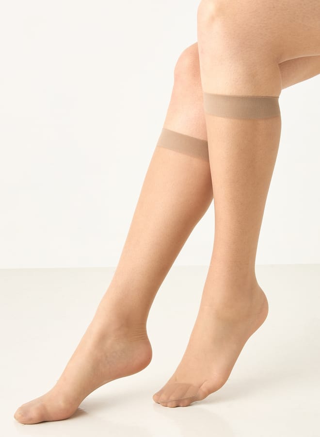 Celeste Solid Crew Length Socks With Elasticated Hem - Image 1