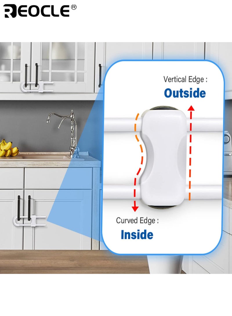 REOCLE 2PCS Baby's Proofing Cabinet Locks with U-Shaped Design and Adjustable Feature Child Safety Latches with No Drill Installation for Kitchen Cabinet Protection - Image 3