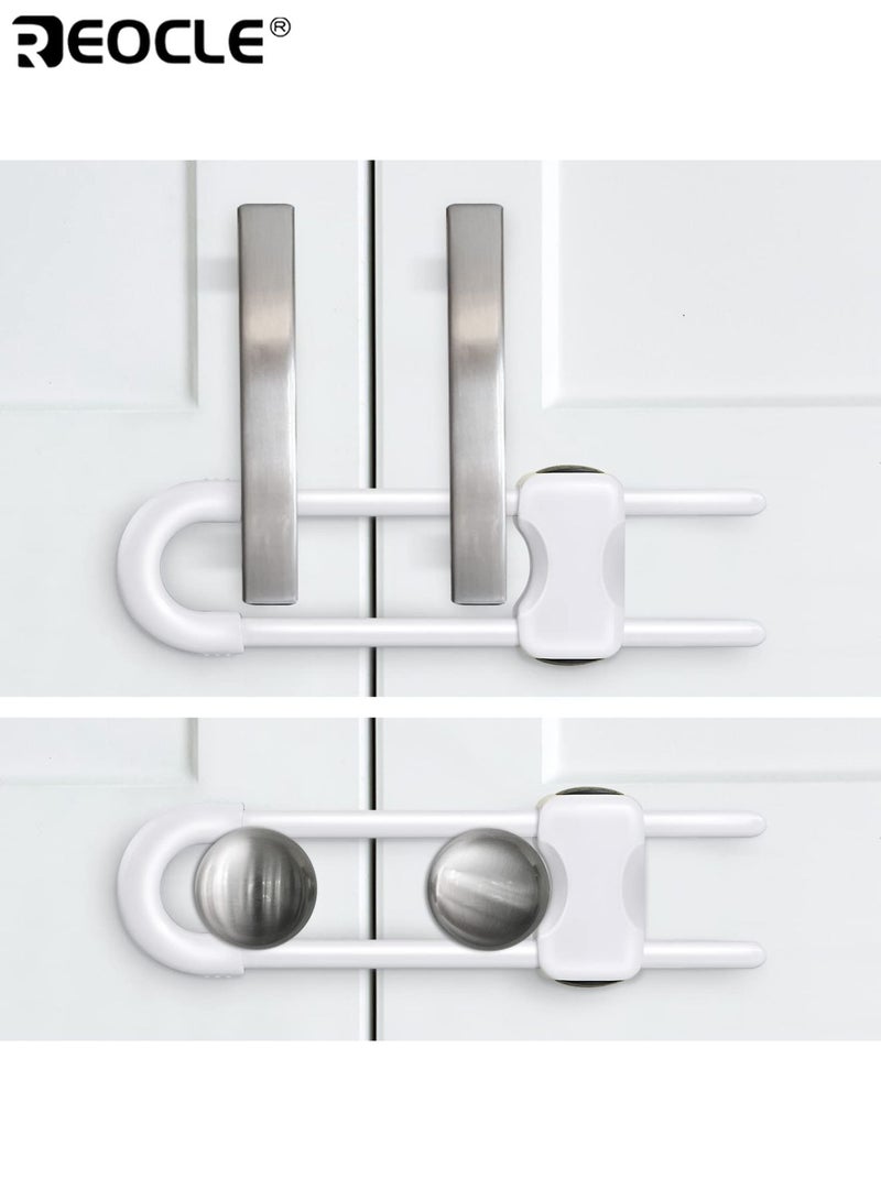 REOCLE 2PCS Baby's Proofing Cabinet Locks with U-Shaped Design and Adjustable Feature Child Safety Latches with No Drill Installation for Kitchen Cabinet Protection - Image 2