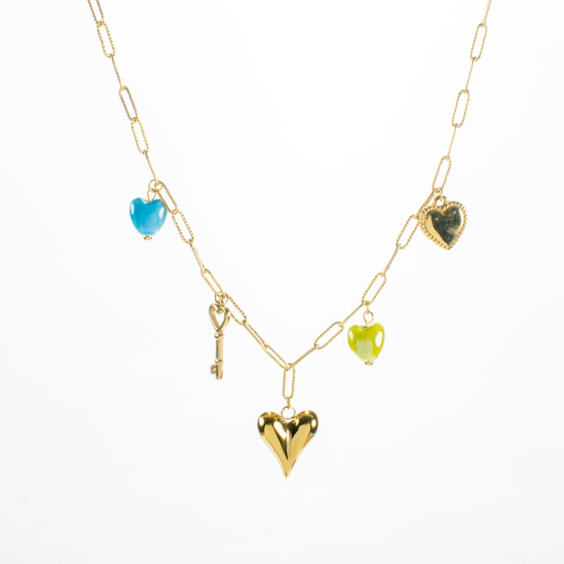 Golden Stainless Steel Heart Pendant Necklace - Image 1