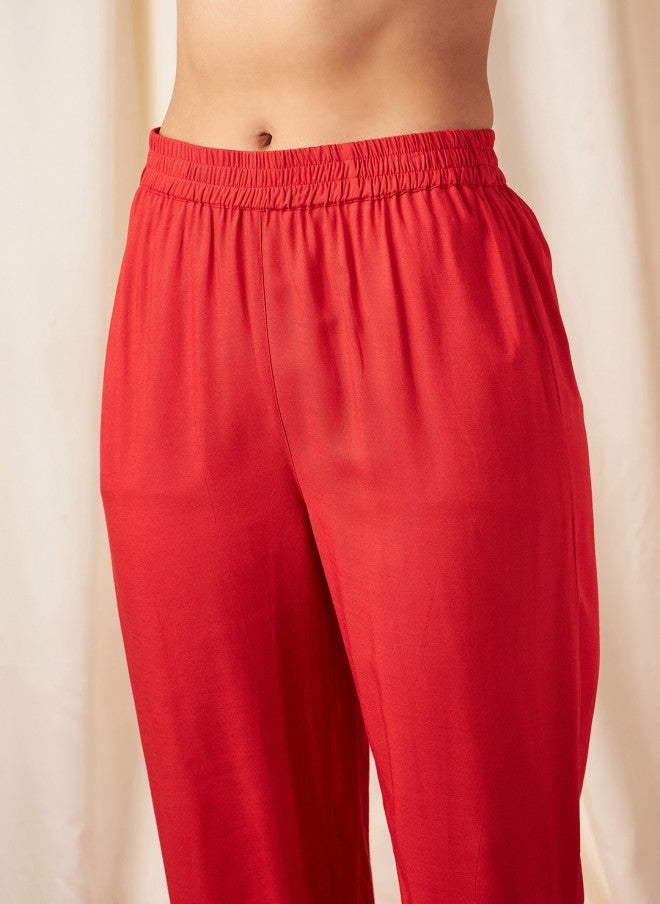 SASSAFRAS Floral Printed Kurti with Trousers for Women - Image 3