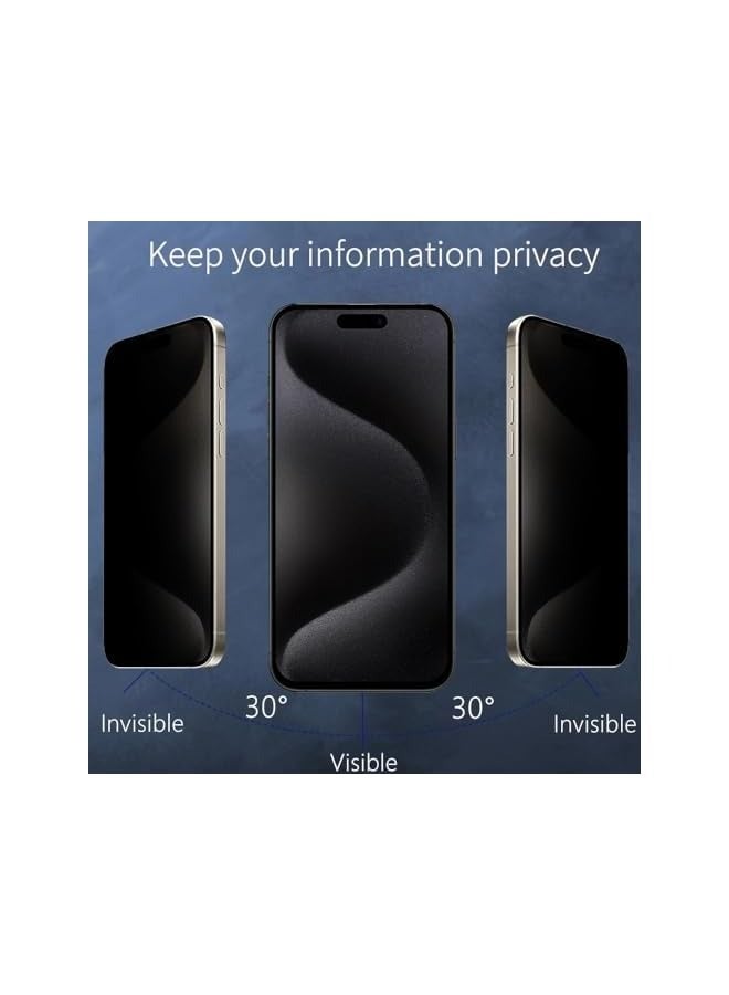 PROMASS iPhone 15 Pro Max Privacy Screen Protector Anti-Spy Tempered Glass Film 9H Hardness Scratch Resistant Anti Spy Tempered Glass Protector for iPhone 15 Pro Max (iPhone 15 Pro Max, Privacy) - Image 3