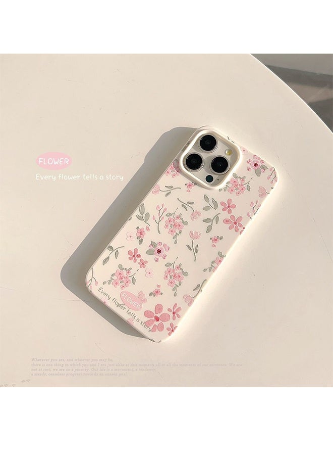 متوافق مع iPhone 16 Pro Max حافظة لون الوردي الزهرة لطيفة بتصميم جمالي زهري حافظة رقيقة من السيليكون لحماية الهاتف - أبيض - Image 5