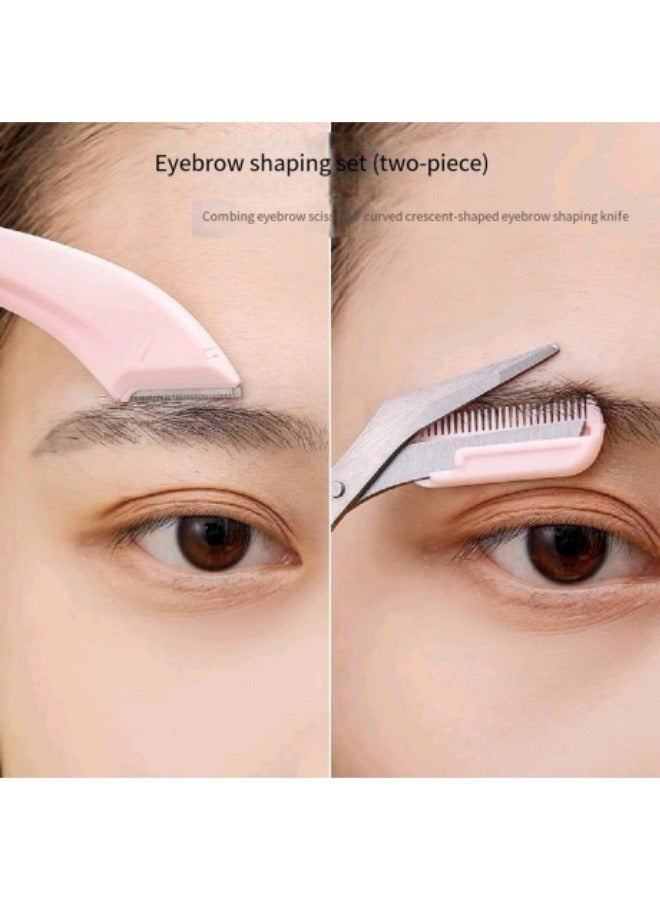 2Pcs Eyebrow Trimming Set With Eyebrow Razor And Eyebrow Scissors - Image 2