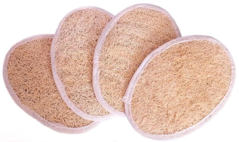 Purely Serene Natural Oval Loofah Body Scrubber Pack of 4 | 100% Eco-Friendly Exfoliating Sponge | Gentle Bath Scrubber for Women & Men - Image 1