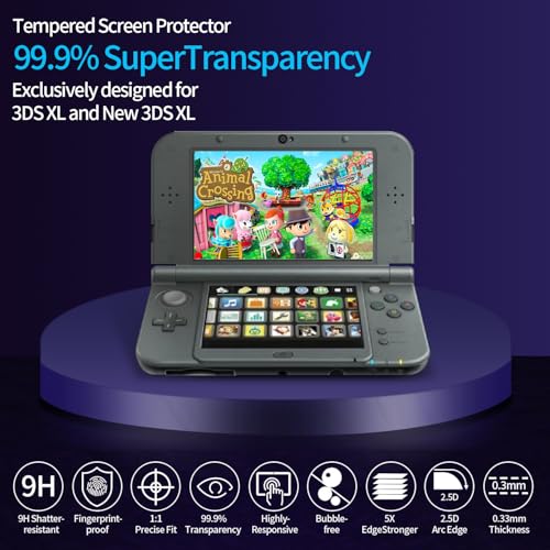 KOOWOD 4 in 1 Tempered Glass Screen Protector + HD Clear Crystal PET Screen Protective Film + USB Charger Cable Accessories Compatible with 3DS XL and New 3DS XL - Image 2