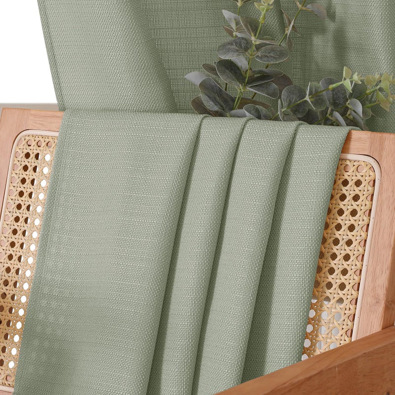 Chyhomenyc Bennet Light Green Kitchen Curtains Tier 36 Inch Length, Faux Linen Textured Small Cafe Curtains, Light Filtering Short Window Curtains for Porch Bathroom, 30x36 inch, 2 PCS - Image 5