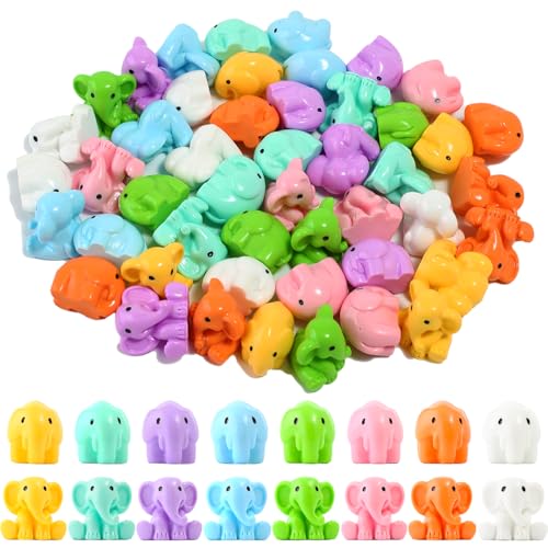 FXMHEHBB 48 Pieces Small Elephant Figurine 8 Colors Miniature Animal Figurines Tiny Resin Elephants to Hide for Landscape Garden DIY Craft Home Decor - Image 1