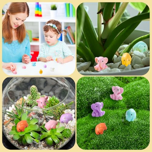 FXMHEHBB 48 Pieces Small Elephant Figurine 8 Colors Miniature Animal Figurines Tiny Resin Elephants to Hide for Landscape Garden DIY Craft Home Decor - Image 3