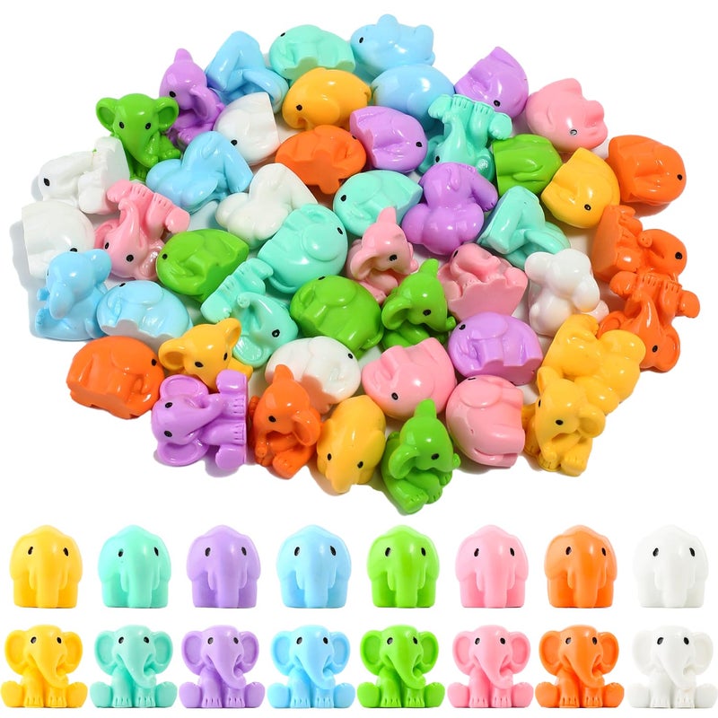 FXMHEHBB 48 Pieces Small Elephant Figurine 8 Colors Miniature Animal Figurines Tiny Resin Elephants to Hide for Landscape Garden DIY Craft Home Decor - Image 2