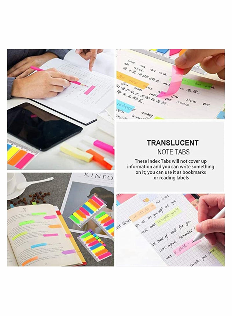 Y&D 6 Packs Index Tabs PET Colorful Translucent Rectangle and Arrow Sticky Notes Flags, Page Markers with 12 cm Measurement Used as Reading Label Bookmarks Adhesive - Image 4