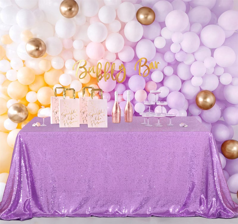 B.Cool B-COOL Sequin Tablecloth Rectangle Table Cloths Lavender Shiny Table Skirt Sweet Birthday Cake Events Table Linens-90x156inches - Image 4