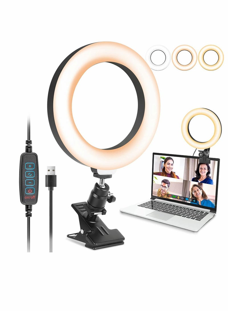 SYOSI Video Conference Lighting, Led Selfie Ring Light, Webcam Light with 3 Light Modes, 10 Level Dimmable, for Video Conference, Zoom Calls, Live Streaming, Photography, Online Teaching, Dimmable Webcam - Image 1
