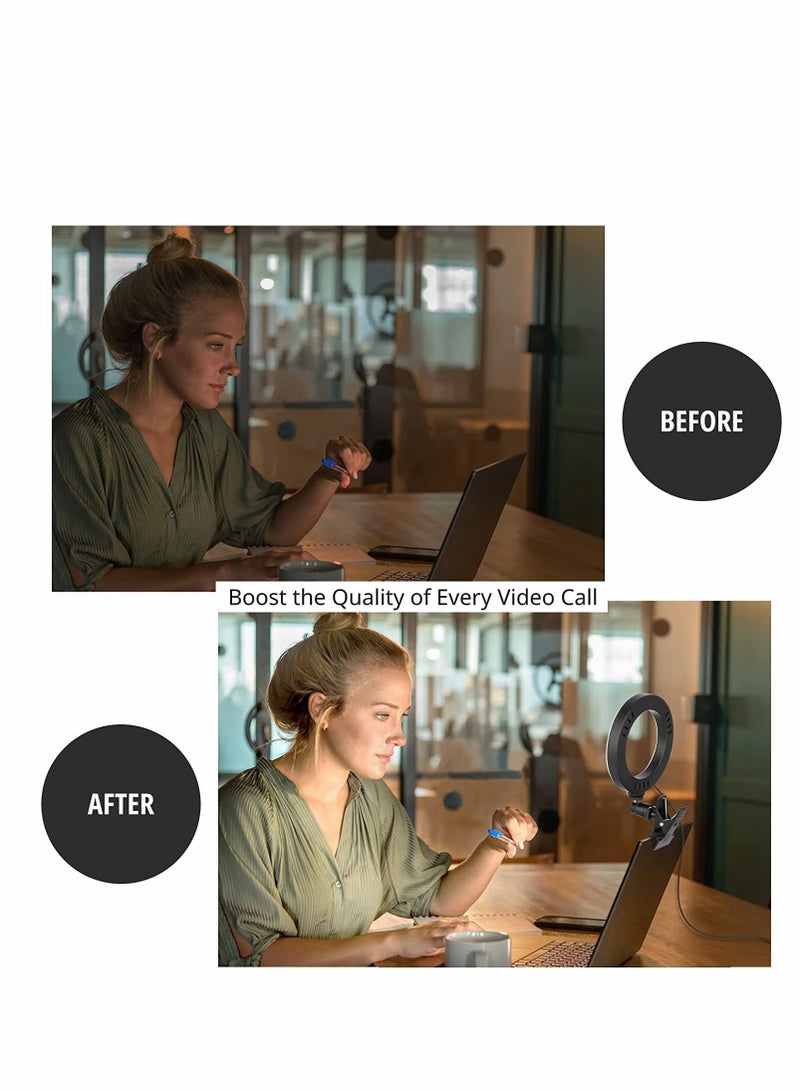 SYOSI Video Conference Lighting, Led Selfie Ring Light, Webcam Light with 3 Light Modes, 10 Level Dimmable, for Video Conference, Zoom Calls, Live Streaming, Photography, Online Teaching, Dimmable Webcam - Image 2